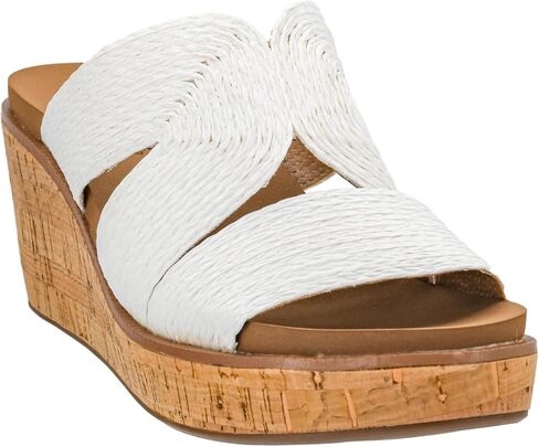Corkys Footwear Women's Golden Hour Wedge Sandals with 2.5-Inch Heel - Comfort-Enhancing EVA Insoles, All-day wear, and Stylish Raffia Straps With Cutouts in Saudi Arabia