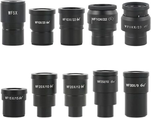 زوج واحد WF10X WF15X WF20X WF25X WF30X EYEPIECE لمجهر المجهر الاستريو واسع 20 مم 15 مم 10 مم 9 مم WF10X/20 نقطة العين العالية (WF10X-20) in Kuwait