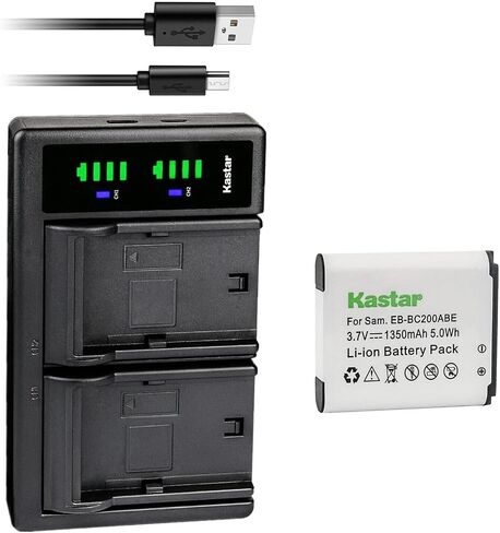 بطارية KASTAR 1 Pack و LTD2 USB Charger Presentive لـ Samsung EB-BC200 ، EB-BC200ABE ، EB-BC200ABK ، EB-BC200ABUGUS ، GH43-04604A ، Samsung GEAR 360 ، SM-C200 ، SM-C200NZWAXAC ، SM-C200NZWAXAR (US) in Kuwait