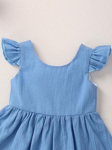 Baby Girl Dress Toddler Girl Clothes Halter Backless Big Bow Sleeveless Solid Color Summer Dresses in Kuwait