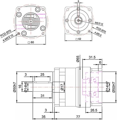 Precision Planetary Gearbox PLF060 Series Stepper Motor Reducer Gearbox Ratio from 3:1 to 100:1 Work for Step Servo Engine(20:1) in Saudi Arabia