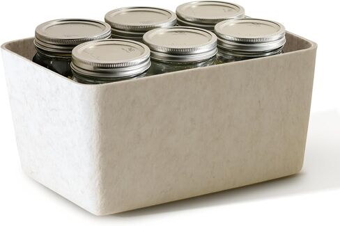 The Sculpted Wide Bin Storage Bin Felt Storage Basket Drawer Organizer Bins Box Toy Pet Books Clothes Closet Cabinet Bathroom, Pantry, Kitchen 12 x 9 x 6 (Stone, Oatmeal) in Saudi Arabia