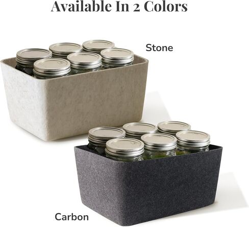 The Sculpted Wide Bin Storage Bin Felt Storage Basket Drawer Organizer Bins Box Toy Pet Books Clothes Closet Cabinet Bathroom, Pantry, Kitchen 12 x 9 x 6 (Stone, Oatmeal) in Saudi Arabia