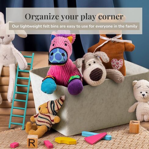 The Sculpted Wide Bin Storage Bin Felt Storage Basket Drawer Organizer Bins Box Toy Pet Books Clothes Closet Cabinet Bathroom, Pantry, Kitchen 12 x 9 x 6 (Stone, Oatmeal) in Saudi Arabia