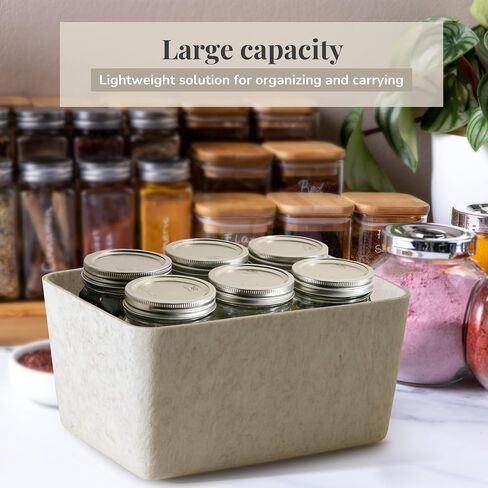 The Sculpted Wide Bin Storage Bin Felt Storage Basket Drawer Organizer Bins Box Toy Pet Books Clothes Closet Cabinet Bathroom, Pantry, Kitchen 12 x 9 x 6 (Stone, Oatmeal) in Saudi Arabia