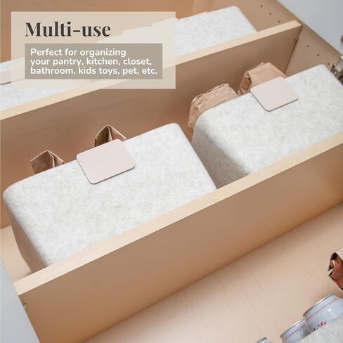 The Sculpted Wide Bin Storage Bin Felt Storage Basket Drawer Organizer Bins Box Toy Pet Books Clothes Closet Cabinet Bathroom, Pantry, Kitchen 12 x 9 x 6 (Stone, Oatmeal) in Saudi Arabia