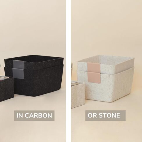 The Sculpted Wide Bin Storage Bin Felt Storage Basket Drawer Organizer Bins Box Toy Pet Books Clothes Closet Cabinet Bathroom, Pantry, Kitchen 12 x 9 x 6 (Stone, Oatmeal) in Saudi Arabia