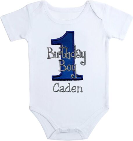 Funny Girl Designs Embroidered First Birthday Year 1 Bodysuit for Baby Boys with Your Custom Name in Saudi Arabia