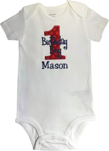 Funny Girl Designs Embroidered First Birthday Year 1 Bodysuit for Baby Boys with Your Custom Name in Saudi Arabia