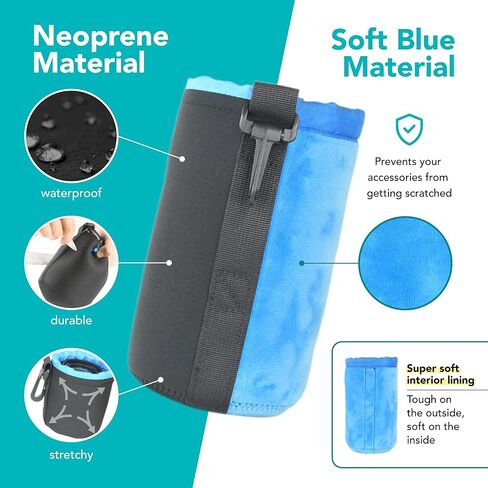 Foto&Tech 4 Pieces 5mm Extra Thick Neoprene Lens Bag Pouch with Adjustable Drawstring and Swivel Clip Compatible with DSLR SLR Camera Lenses (S, M, L, XL) in Saudi Arabia