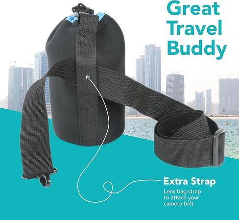 Foto&Tech 4 Pieces 5mm Extra Thick Neoprene Lens Bag Pouch with Adjustable Drawstring and Swivel Clip Compatible with DSLR SLR Camera Lenses (S, M, L, XL) in Saudi Arabia