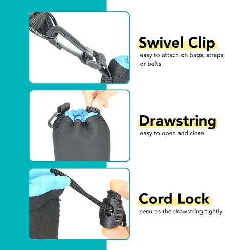Foto&Tech 4 Pieces 5mm Extra Thick Neoprene Lens Bag Pouch with Adjustable Drawstring and Swivel Clip Compatible with DSLR SLR Camera Lenses (S, M, L, XL) in Saudi Arabia