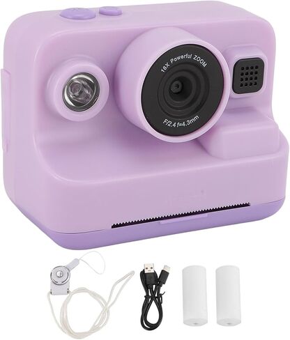 ZJchao Digital Instant Print Camera High Resolution 1080P Video Camera Portable MP3 Player for Travel 2000mAh Battery 5 Game Modes (Purple) in Saudi Arabia