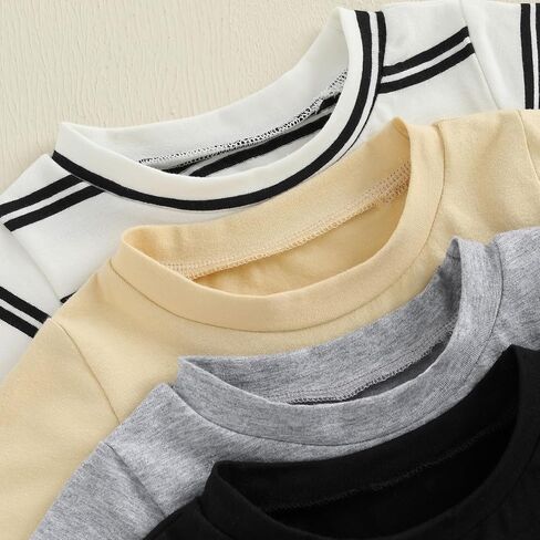 Boys' 4-Pack Short Sleeve Solid/Striped Crew Neck T-Shirts Top Tee Toddler Baby Boy Summer Clothes in Saudi Arabia