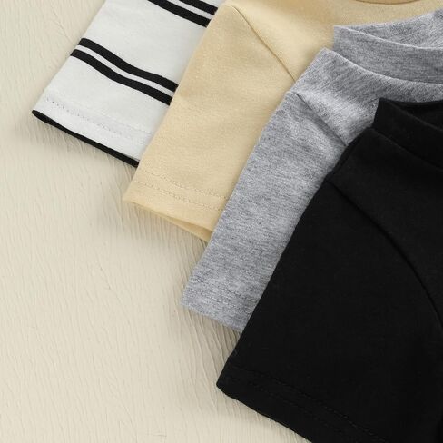 Boys' 4-Pack Short Sleeve Solid/Striped Crew Neck T-Shirts Top Tee Toddler Baby Boy Summer Clothes in Saudi Arabia