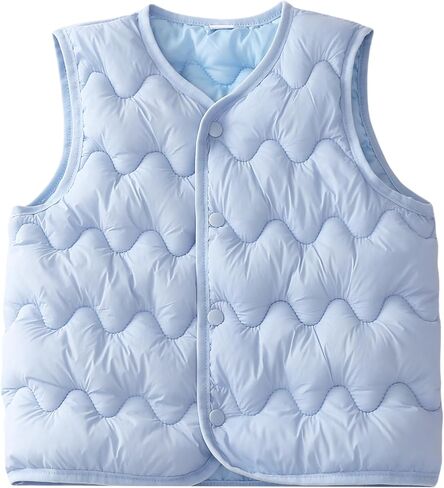Happy Cherry Girls Puffer Vest Kids Water Resistant Jacket Sleeveless V-neck Windproof Thin Lightweight Outerwear Gilet in Saudi Arabia