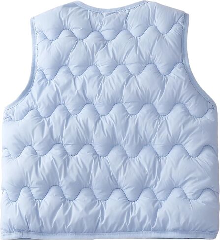 Happy Cherry Girls Puffer Vest Kids Water Resistant Jacket Sleeveless V-neck Windproof Thin Lightweight Outerwear Gilet in Saudi Arabia
