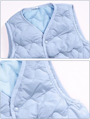 Happy Cherry Girls Puffer Vest Kids Water Resistant Jacket Sleeveless V-neck Windproof Thin Lightweight Outerwear Gilet in Saudi Arabia