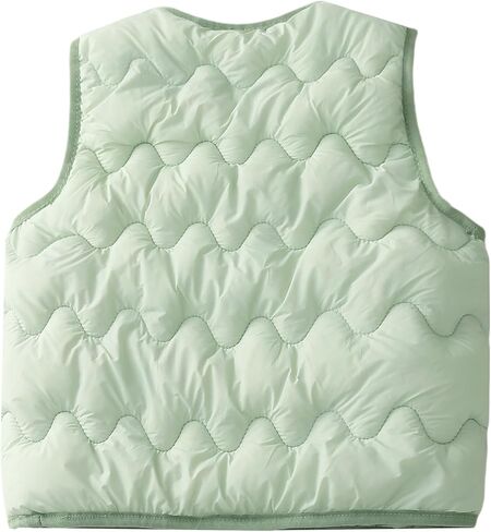 Happy Cherry Girls Puffer Vest Kids Water Resistant Jacket Sleeveless V-neck Windproof Thin Lightweight Outerwear Gilet in Saudi Arabia