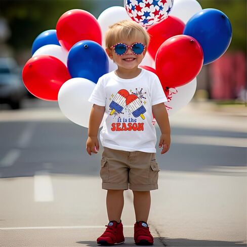 4th of July Shirt Toddler Boys Girls American Flag Popsicle T-Shirts Kids Patriotic Tee Graphic Short Sleeve Tops in Saudi Arabia