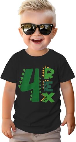 Dinosaur Birthday Shirt Toddler Boys 2nd 3rd 4th T-Rex Birthday T-Shirts Outfit Funny Dino Party Gifts Tee Tops in Saudi Arabia