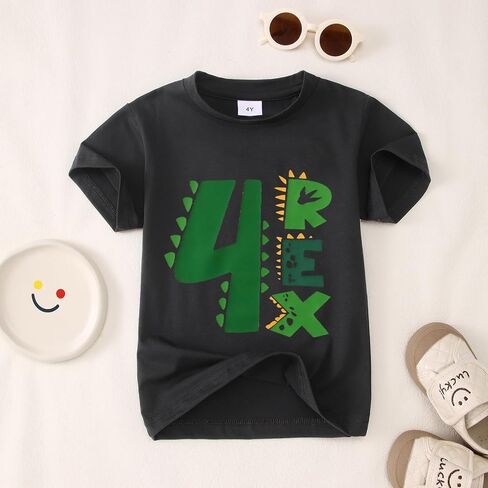 Dinosaur Birthday Shirt Toddler Boys 2nd 3rd 4th T-Rex Birthday T-Shirts Outfit Funny Dino Party Gifts Tee Tops in Saudi Arabia