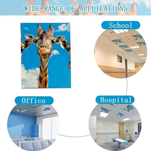 Fluorescent Light Covers for Ceiling Lights -Magnetic Cloud Cover for Fluorescent Or LED Fixture 2ft x 4ft Classroom,Home,Office Decoration Filters Overhead Lighting-Three giraffes in Saudi Arabia