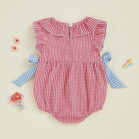 ZyHwShine Baby Girl 4th of July Outfit Fourth of July Romper Onesie American Flag Smocked Bodysuit Independence Day Clothes in Saudi Arabia