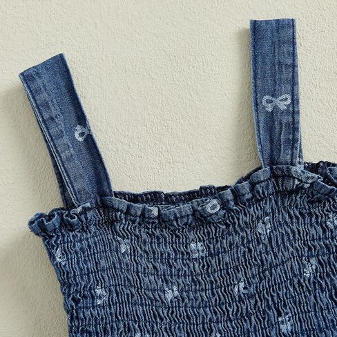 Baby Girls Summer Denim Romper Dress Clothes Newborn Ruffle Hem Sunsuit One Piece Jumpsuits Outfits in Saudi Arabia