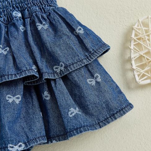 Baby Girls Summer Denim Romper Dress Clothes Newborn Ruffle Hem Sunsuit One Piece Jumpsuits Outfits in Saudi Arabia