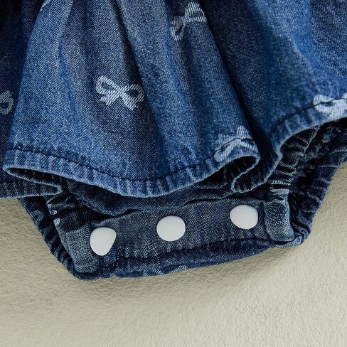 Baby Girls Summer Denim Romper Dress Clothes Newborn Ruffle Hem Sunsuit One Piece Jumpsuits Outfits in Saudi Arabia