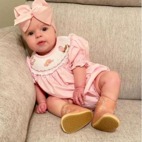 Toddler Baby Girl Summer Clothes Cowgirl Embroidery Smocked Romper Puff Short Sleeve Bubble Onesie Western Outfits in Saudi Arabia