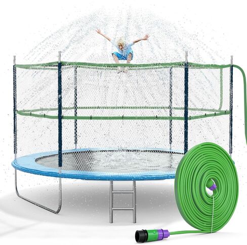 Jasonwell Trampoline Sprinkler Kids Outdside: إكسسوارات الترامبولين Waterpark Tropical Party Summer Outdoor Fun Water Games Toys Sprinklers Backyard Water Park نشاط لعبة للأطفال الأولاد البنات (39FT) in Kuwait