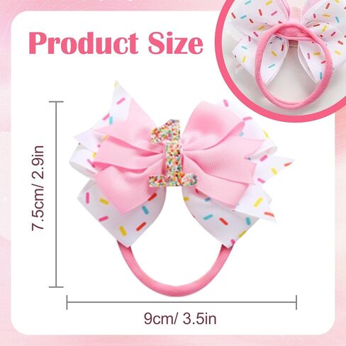 2 Pack 4th Birthday Hair Bow for Girls, Pink Hair Clips Hair Accessories for Girls 1 2 3 4 5 6 Years Birthday Confetti Ice Cream Party Supplies Decorations in Kuwait