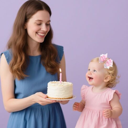 2 Pack 4th Birthday Hair Bow for Girls, Pink Hair Clips Hair Accessories for Girls 1 2 3 4 5 6 Years Birthday Confetti Ice Cream Party Supplies Decorations in Kuwait