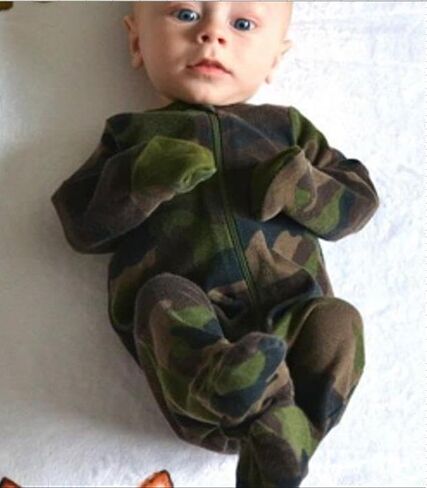 Newborn Baby Boy Clothes Long Sleeve Crewneck Camouflage Footies Camo Romper Zipper Bodysuit Fall Winter Outfit in Saudi Arabia