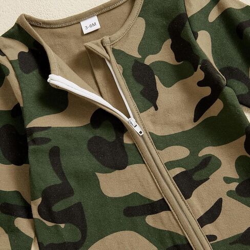 Newborn Baby Boy Clothes Long Sleeve Crewneck Camouflage Footies Camo Romper Zipper Bodysuit Fall Winter Outfit in Saudi Arabia