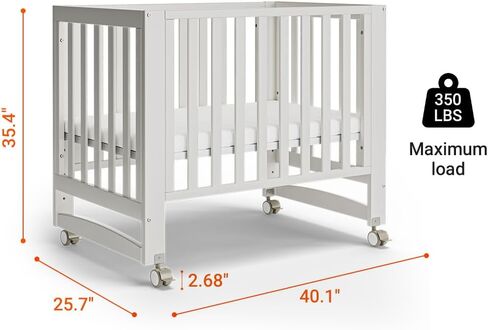 EvoNest Baby Crib, 6 in 1 Convertible Mini Crib with Wheels, 100% New Zealand Pinewood Growing Bed, 4 Adjustable Mattress Height， White in Saudi Arabia