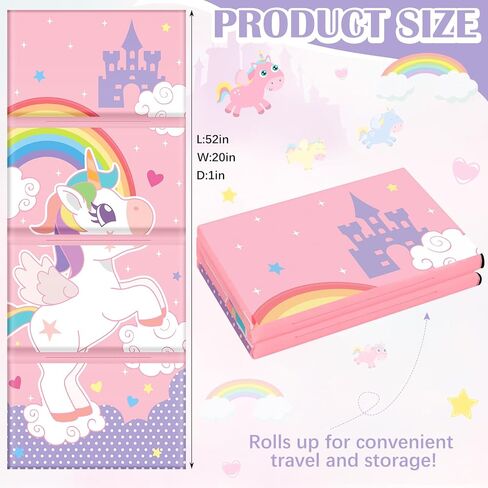 Shellwei فينيل قيلولة حصيرة للأطفال ما قبل المدرسة للرعاية النهارية 52 × 20 × 1 '' أطفال نائمين قابلة للطي على سجادة الراحة للطفل الفتيات الفتيات في الفصل الدراسي (القوس الوردي) in Kuwait