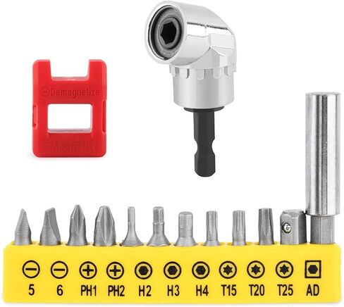 Right Angle Head Drill Driver Extension Bit, 105 Degree Drill Adapter, Quick Release Right Angle Adapter with Magnetizer High Torque Magnetic Bit (Color:Short) in Saudi Arabia