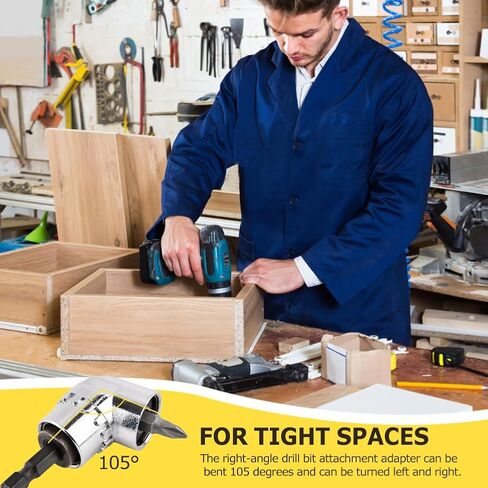 Right Angle Head Drill Driver Extension Bit, 105 Degree Drill Adapter, Quick Release Right Angle Adapter with Magnetizer High Torque Magnetic Bit (Color:Short) in Saudi Arabia