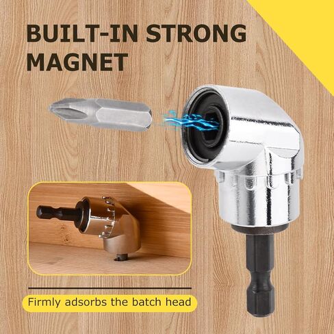 Right Angle Head Drill Driver Extension Bit, 105 Degree Drill Adapter, Quick Release Right Angle Adapter with Magnetizer High Torque Magnetic Bit (Color:Short) in Saudi Arabia