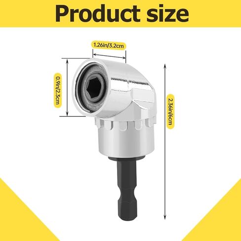 Right Angle Head Drill Driver Extension Bit, 105 Degree Drill Adapter, Quick Release Right Angle Adapter with Magnetizer High Torque Magnetic Bit (Color:Short) in Saudi Arabia