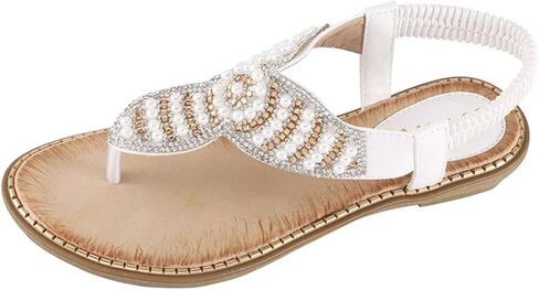 Women's Pearl Pinch Toe Sandals - Round Head Summer Fashion Large Size in Saudi Arabia