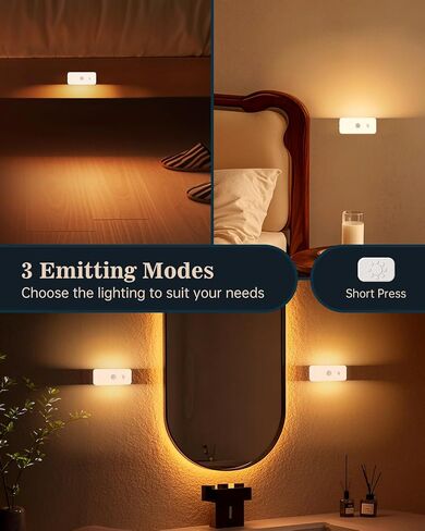 Yiliaw Motion Sensor Night Lights Indoor - Rechargeable Stick-On Stair Lights with Wireless Magnetic Mount, Adjustable Brightness & 3 Color Temps for Hallway, Stairway, Bathroom, Closet (6-Pack) in Saudi Arabia