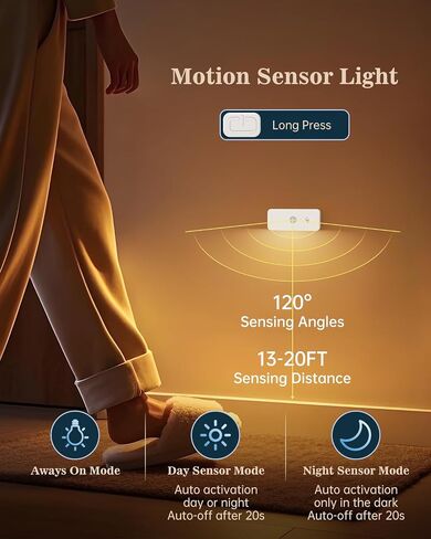 Yiliaw Motion Sensor Night Lights Indoor - Rechargeable Stick-On Stair Lights with Wireless Magnetic Mount, Adjustable Brightness & 3 Color Temps for Hallway, Stairway, Bathroom, Closet (6-Pack) in Saudi Arabia