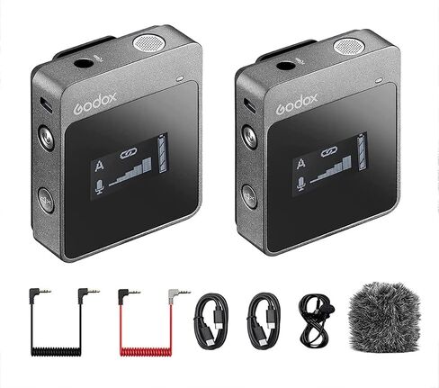 GODOX MoveLink M2 2.4G Wireless Lavalier Microphone, 50m Transmission Range with 2 Transmitter 1 Receiver for Vlog, Live Broadcast, Documentaries, Interviews and Many Other Scenarios in Saudi Arabia
