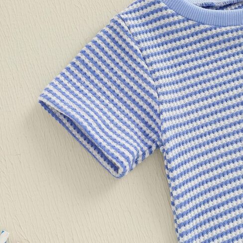 Newborn Baby Boy 4th Of July Outfit Flag Stripe Short Sleeve Waffle Bubble Romper Infant Bodysuit Patriotic Clothes in Saudi Arabia