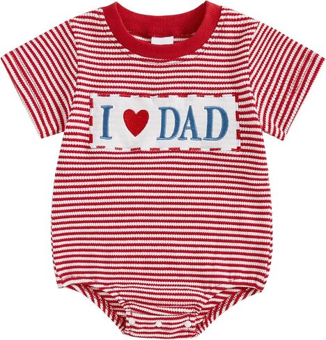 Newborn Baby Boy 4th Of July Outfit Flag Stripe Short Sleeve Waffle Bubble Romper Infant Bodysuit Patriotic Clothes in Saudi Arabia