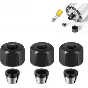 6PCS 6mm 6.35mm 8mm High Precision Router Collet Chuck with Nut for Woodworking Engraving Trimming Machine Electric Router Milling Cutter Accessories